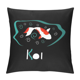 Personality  Koi Logo Japan Fish Japanese Symbol Background Illustration Vector Stock Pillow Covers