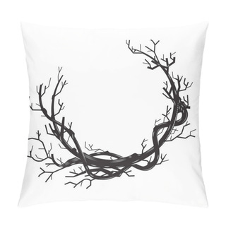 Personality  Branches Tree Roots Frame Woodcut Vintage Line Art. Clip Art Vector Illustration Pillow Covers