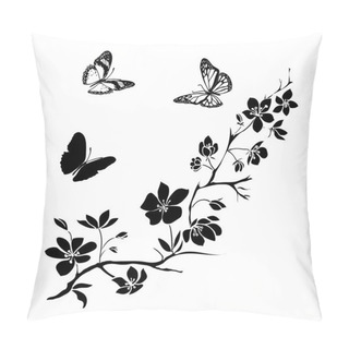 Personality  Twig Cherry Blossoms And Butterflies Pillow Covers