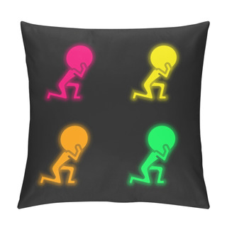 Personality  Atlas Four Color Glowing Neon Vector Icon Pillow Covers