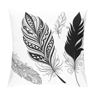 Personality  Monochrome Ornate Decorative Feather Pillow Covers