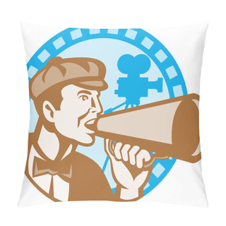 Personality  Movie Film Director With Bullhorn And Camera Retro Pillow Covers