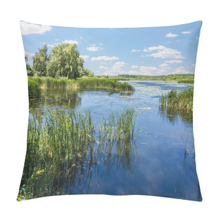 Personality  Lake With Reeds And Water Lilies Pillow Covers