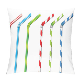 Personality  Colorful Drinking Straws, Vector Set Pillow Covers