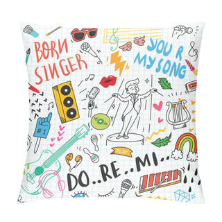 Personality  Set Of Colorful Doodles On Paper Background, Vector Illustration Pillow Covers