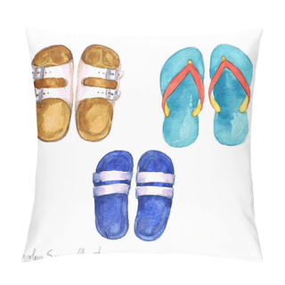 Personality  Watercolor Summer Clipart - Flipflops  Pillow Covers