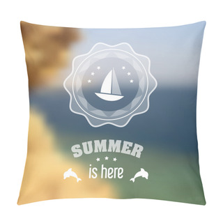 Personality  Seaside Blurred Landscape With Summer Symbols Pillow Covers
