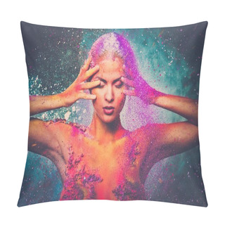 Personality  Fragility Of A Human Creature Conceptual Body Art On A Woman  Pillow Covers