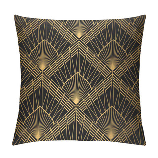 Personality  Art Deco Pattern. Seamless Gold And Black Background. Geometric Design Pillow Covers