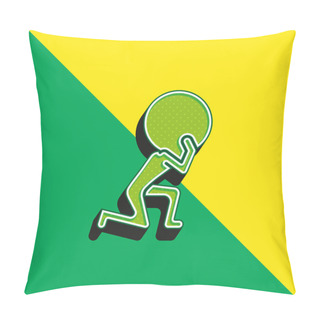 Personality  Atlas Green And Yellow Modern 3d Vector Icon Logo Pillow Covers