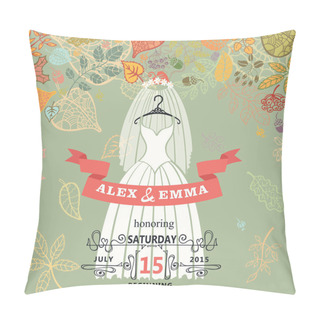 Personality  Bridal Shower Invitation.Bridal Retro Dress,autumn Leaves Pillow Covers