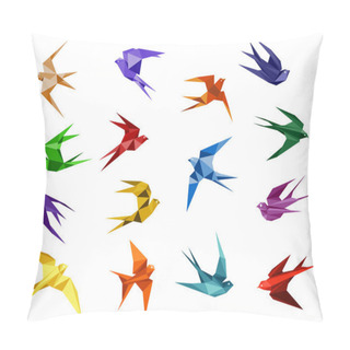 Personality  Colorful Origami Paper Swallow Birds Pillow Covers