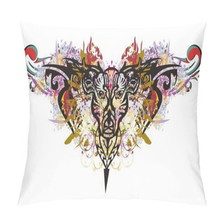 Personality  Colorful Deer Head In Grunge Style Pillow Covers