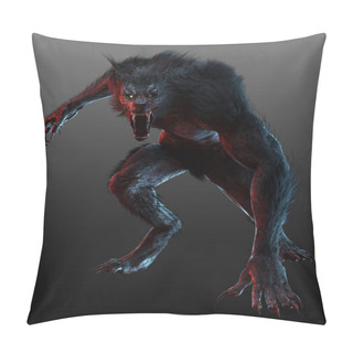 Personality  Fantasy Halloween Scary Werewolf In Threatening Pose Pillow Covers