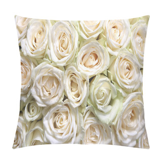 Personality  Natural Floral Background With Bouquet Of White Roses Pillow Covers