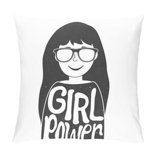 Personality  Stylish Girl In Sunglasses And Words Pillow Covers