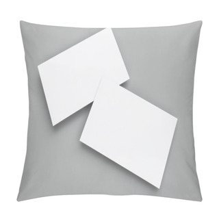 Personality  Blank Business Cards On Grey Background Pillow Covers