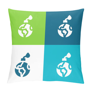 Personality  Bomb Flat Four Color Minimal Icon Set Pillow Covers