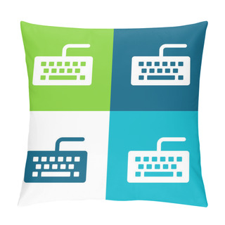Personality  Black Keyboard Flat Four Color Minimal Icon Set Pillow Covers