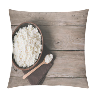 Personality  Organic Farming Cottage Cheese On Rustic Wooden Background, Copy Space. Homemade Cottage Cheese For Eating Healthy Diet Food. Pillow Covers