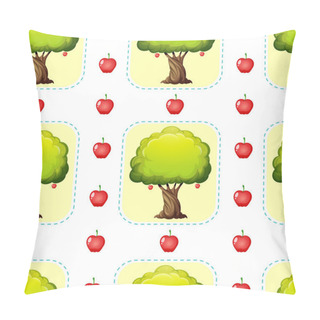 Personality  Seamless Design With Apples And Trees Pillow Covers