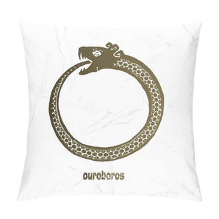 Personality  Ouroboros Symbol, Snake Eating Its Own Tail Vector Logotype, Eternity Esoteric Symbol Pillow Covers