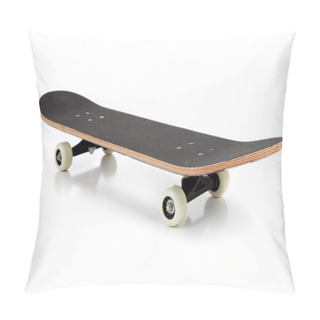 Personality  Black Skate Board On A White Background Pillow Covers