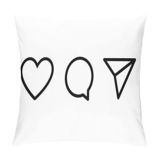 Personality  Main Outline Or Linear Icon Set - Chat Airplane Heart Symbol. Internet And Social Network Vector Signs. Pillow Covers