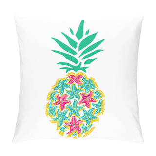 Personality  Pineapple Of Sea Stars. Beautiful Illustration With Starfish For Decorative Design. Pillow Covers