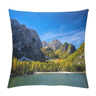 Personality  Braies Lake, Dolomites, Trentino Alto Adige, Italy Pillow Covers