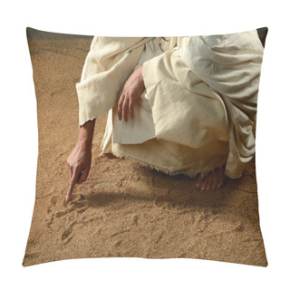 Personality  Jesus Writing On The Sand Pillow Covers