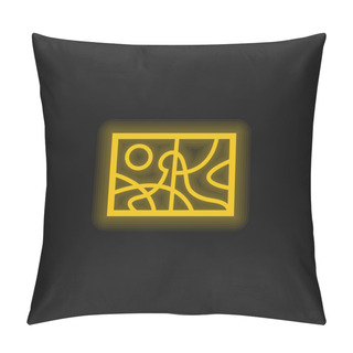 Personality  Abstract Painting Landscape Yellow Glowing Neon Icon Pillow Covers