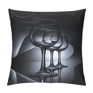 Personality  Row On Elegant Wine Glasses, Dark Studio Shot Pillow Covers