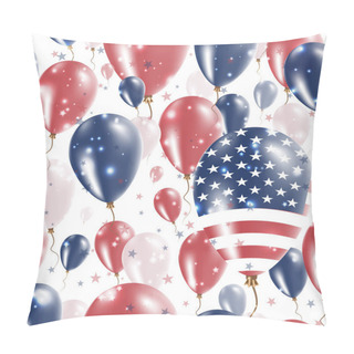Personality  USA Independence Day Seamless Pattern Flying Rubber Balloons In Colors Of The American Flag Happy Pillow Covers