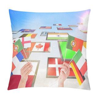 Personality  Panel With Flags In Sky Pillow Covers