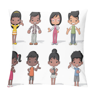 Personality  Cartoon Black Children. Cute Kids. Pillow Covers