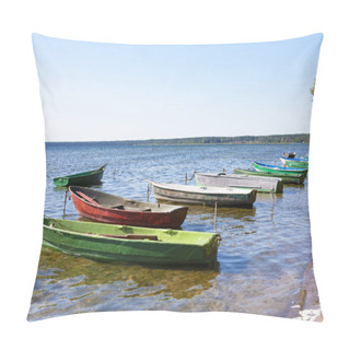 Personality  Colorful Boats In Summer, Naroch- Largest Lake In Belarus Pillow Covers