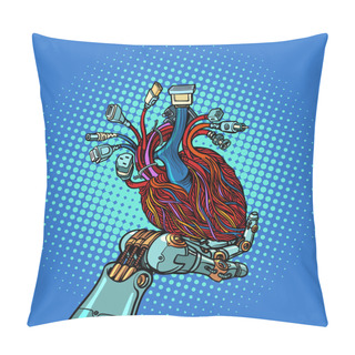 Personality  Cyber Heart In Robot Hand Pillow Covers