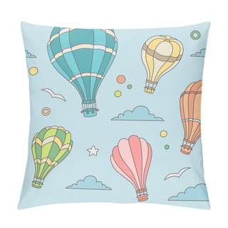 Personality  Seamless Pattern Of Hot Air Balloons On The Sky Pillow Covers
