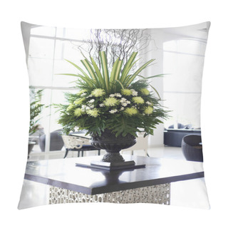 Personality  Beautiful Flower Arrangement In Large Foyer Pillow Covers