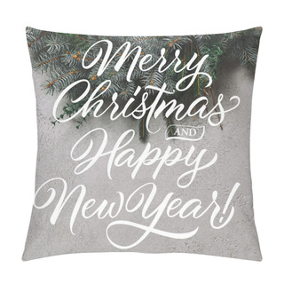 Personality  Cropped Image Of Fir Wreath For Christmas Decoration Hanging On Grey Wall With 