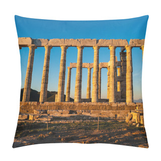 Personality  Sunshine On Ancient Columns Of Parthenon In Athens Against Blue Sky  Pillow Covers