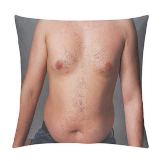 Personality  Overweight Male Torso. Naked Torso Of A Man. Hair Increased Vegetation On The Chest Of A Man Pillow Covers