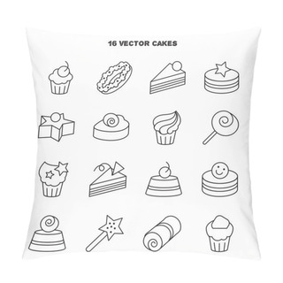 Personality  Collection Of Bakery And Cake Icons. Pillow Covers