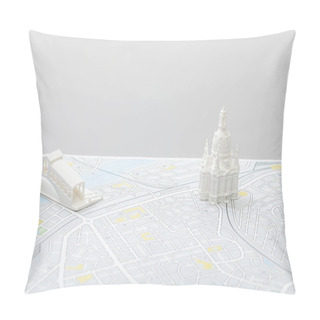 Personality  Small Figurines On Map Of Italy Isolated On Grey   Pillow Covers