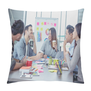 Personality  Teamwork Concept. Collaboration Team Meeting Communication With Business Teamwork Working Together In Conference Room. Top View Of Diversity Partner Business Meeting Trust In Businessman And Team. Pillow Covers