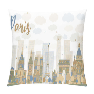 Personality  Abstract Paris Skyline With Color Landmarks Pillow Covers