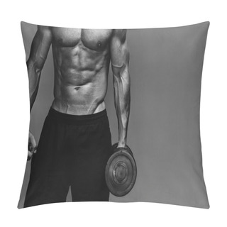 Personality  Muscular Bodybuilder Guy Close Up Monochrome Pillow Covers