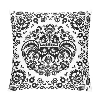 Personality  Polish Floral Art, Traditional Flowers And Roosters Pillow Covers