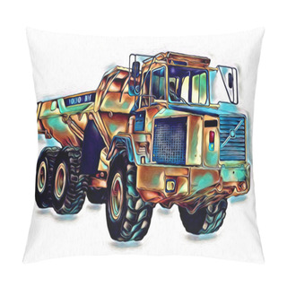 Personality  American Truck Illustration Color Isolated Art Vintage Retro Pillow Covers